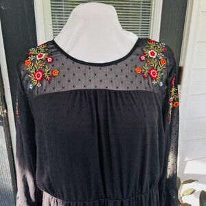 WRANGLER Embroidered Black Maxi Dress Women's Size XXL